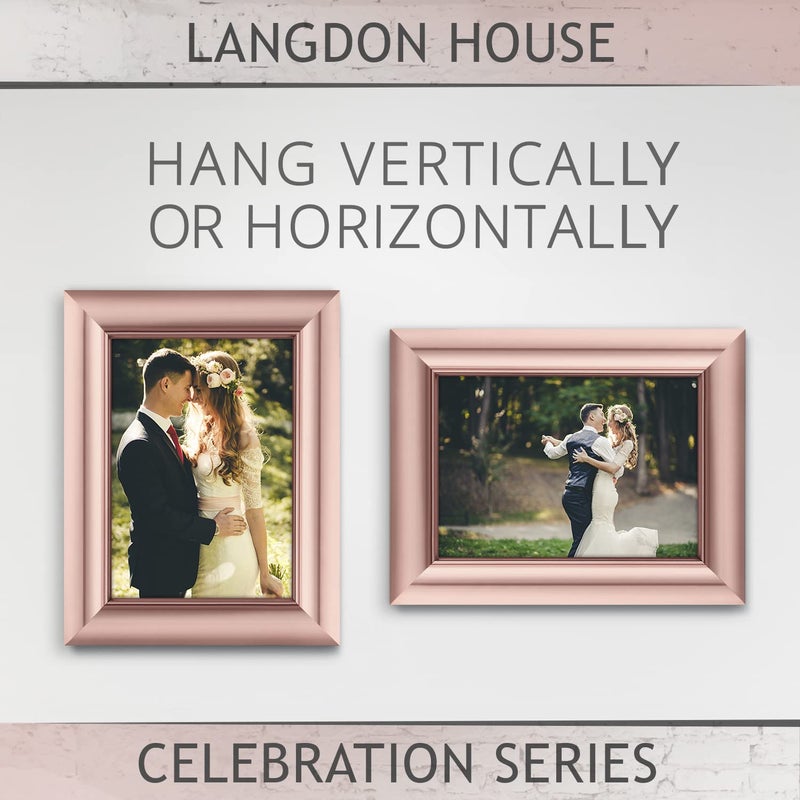 Langdon House 5x7 Picture Frames (Rose Gold, 3 Pack), Contemporary Glam Photo Frames 5 x 7, Wall Mount or Table Top, Celebration Collection - Image 5